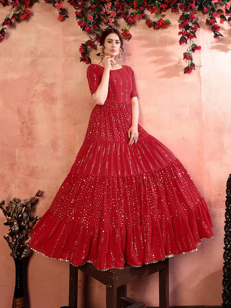 Jaw-Dropping Red Gown Steals the Show at the Oscars