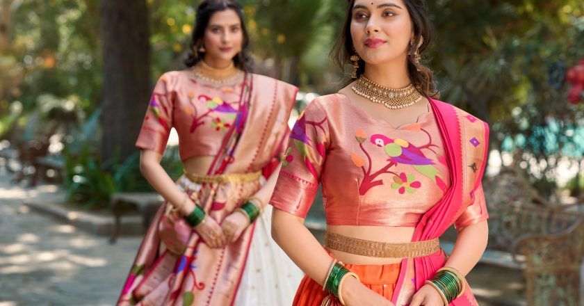 The Enchanting Embrace of Tradition: The Jacquard Silk Paithani Lehenga Choli