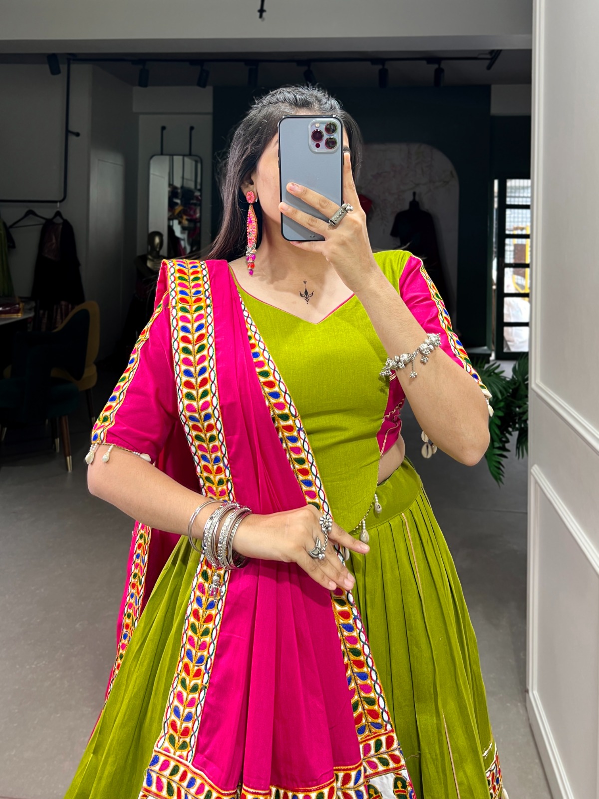 Parrot Green Navratri Lehenga Set: A Festive Fusion of Tradition and Style
